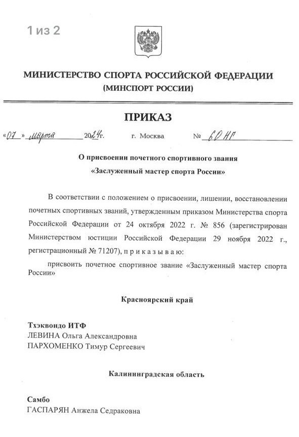 Заслуженный мастер спорта России